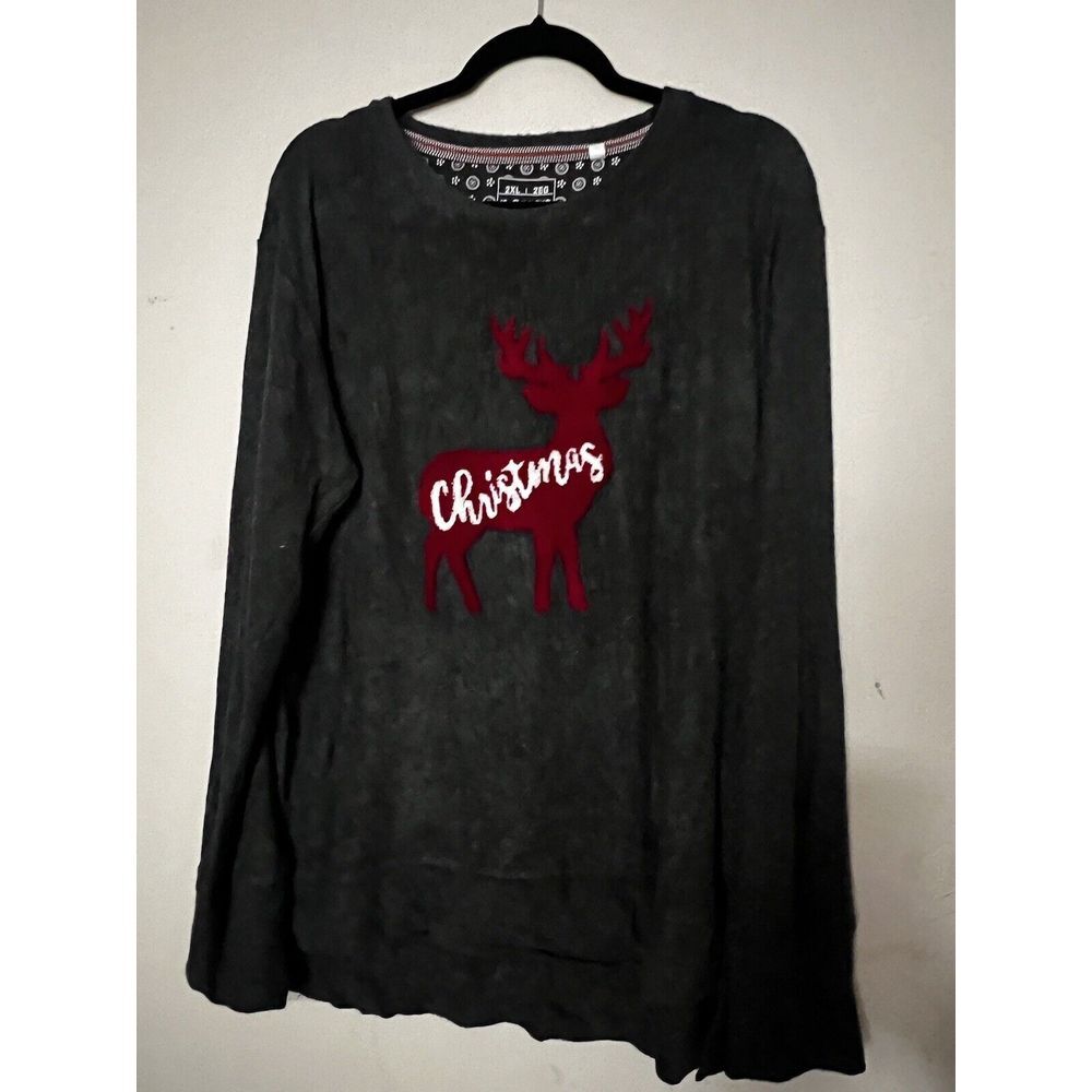 Royce Brand‎ Plus Size 2X Gray/Grey Christmas Sweater with Red Reindeer